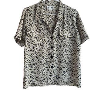 Vintage 90's Erena Leopard Print Button-Up Blouse Size 6